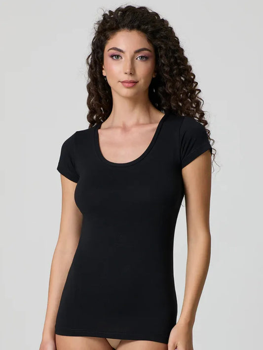 T-shirt Donna Scollo Tondo in Cotone Modal Jadea 4181