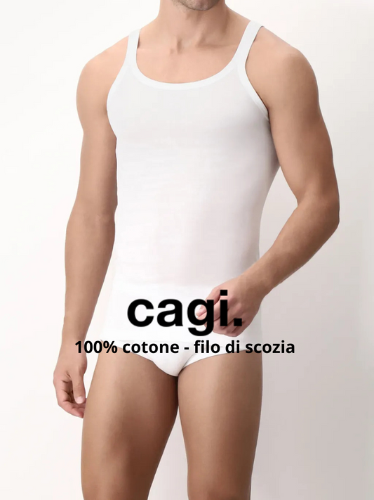 CAGI - Canotta Uomo Spalla Stretta in cotone Filo di Scozia - 1113