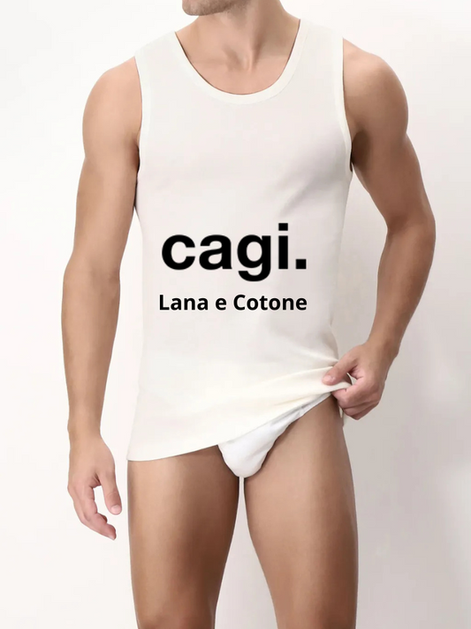 CAGI - Canotta Uomo Spalla Larga in Lana e Cotone - 5120
