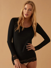 Maglia Manica Lunga con Pizzo in Cotone Jadea 4268
