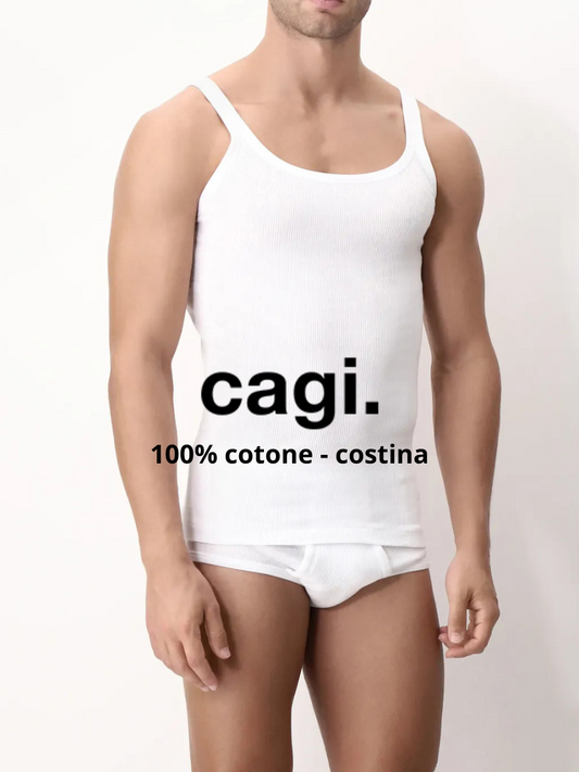 CAGI - Canotta Uomo Spalla Stretta in cotone Costina - 1100