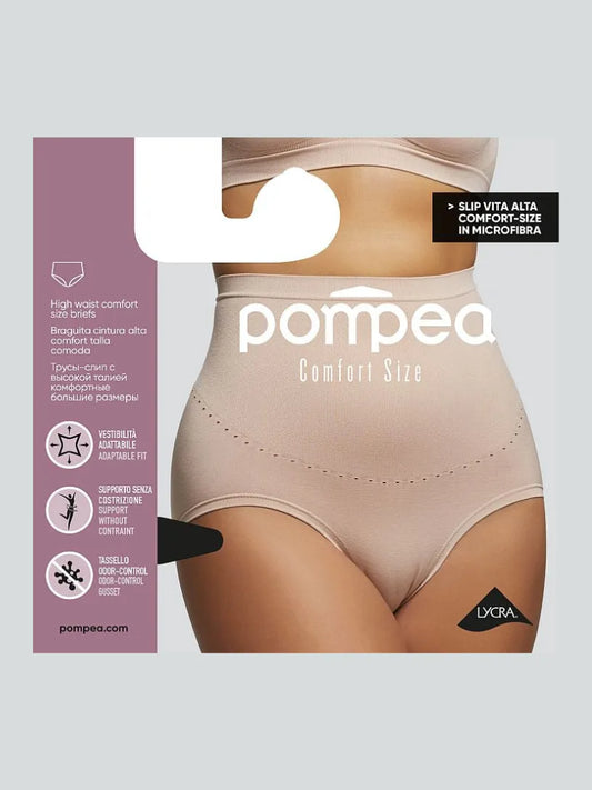 Pompea - Slip Donna in Microfibra Vita Alta COMFORT SIZE - 3 Pezzi