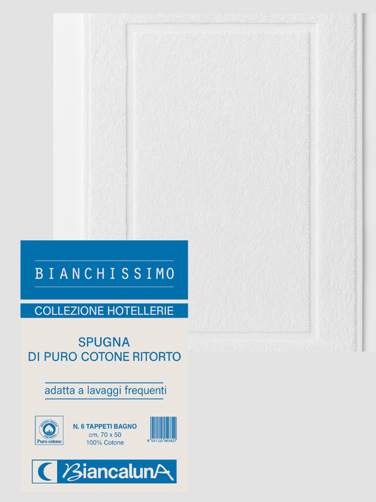 BIANCALUNA - Tappeto Bagno 100% Cotone Collezione Hotellerie - 6 Pezzi