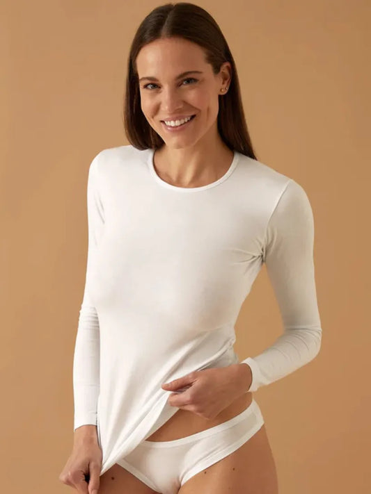 Maglia Manica Lunga Girocollo in Cotone Elasticizzato Jadea 4055