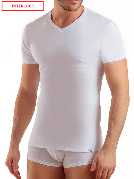 ENRICO COVERI - ET1201 T-shirt uomo scollo a V caldo cotone - 3 pezzi