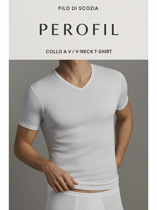 PEROFIL - T-shirt Scollo a V Uomo Filo di Scozia - VPRT00008