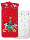 DISNEY - Completo letto MICKEY MOUSE NATALE 100% Cotone - Singolo