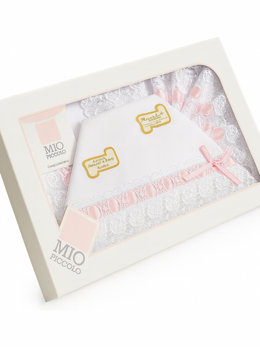 MIO PICCOLO - Set Lenzuolino Culla Macramè 100% cotone - Art 770