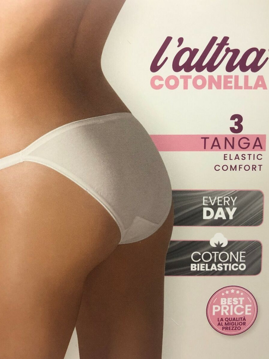 COTONELLA - Tanga in cotone bielastico 3161 - 6 Pezzi