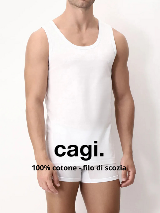 CAGI - Canotta Uomo Spalla Larga in cotone Filo di Scozia - 1111