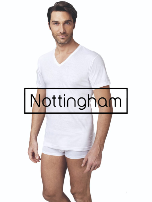 NOTTINGHAM - T-Shirt uomo scollo a V 100% cotone - 3 Pezzi -TV16