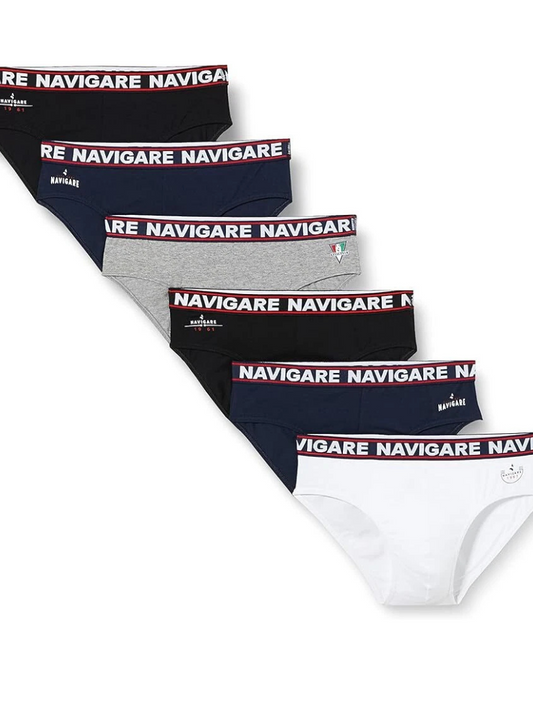 NAVIGARE - 324 Slip Uomo Elastico Esterno Assortito - 6 Pezzi