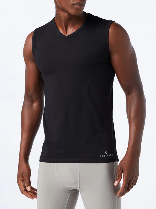 NAVIGARE - 575 Smanicato Uomo Scollo V in Cotone Elasticizzato - 3 Pezzi