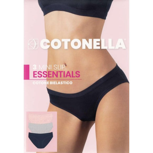 COTONELLA - Mini slip donna in cotone bielastico 3362 - 6 Pezzi