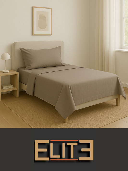 ELITE - Completo letto 1 Piazza e Mezzo in Cotone Tinta Unita