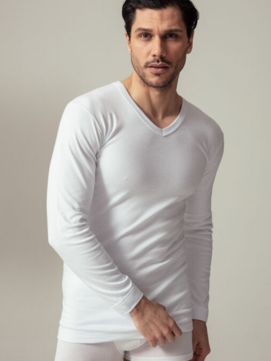 NAVIGARE - 114 Maglia Uomo Manica Lunga Scollo V Caldo Cotone - 3 Pezzi