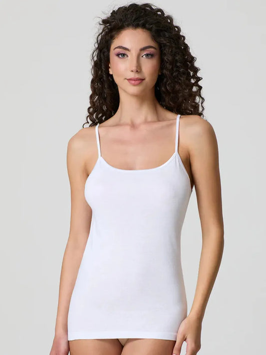 Canotta Donna Spalla Stretta in Cotone e Profilo in Raso Jadea 9003 - 3 Pezzi