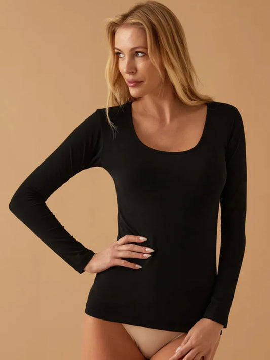 Maglia Manica Lunga Scollo Lollo in Cotone Elasticizzato Jadea 4056
