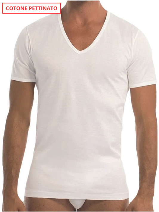 ENRICO COVERI - ET1106 T-shirt uomo scollo V profondo - 6 pezzi