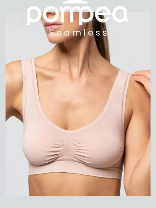 Pompea - Brassiere Spalla Larga in Microfibra SEAMLESS - 3 Pezzi