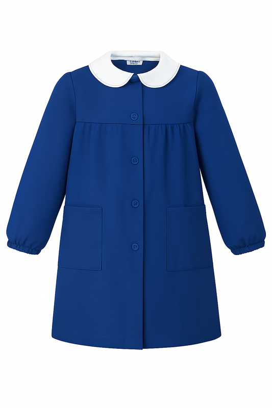SIGGI - Grembiule Scuola Bimba blu con bottoni senza ricamo