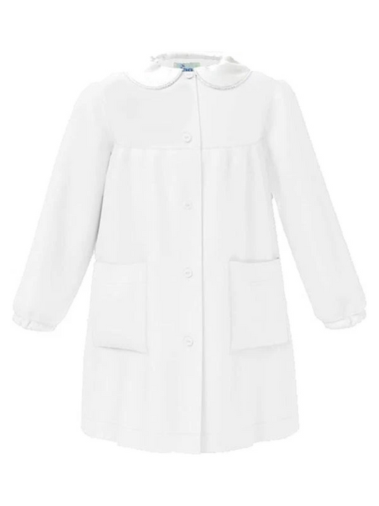 SIGGI - Grembiule Scuola Bianco Bimba con bottoni senza ricamo