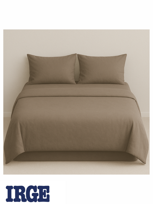 IRGE - Completo letto matrimoniale in cotone tinta unita