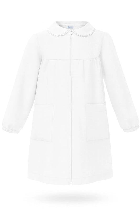 SIGGI - Grembiule Scuola bimba bianco con zip senza ricamo