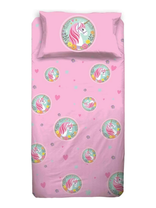 HERMET - Completo Letto Singolo UNICORNO 2 in cotone