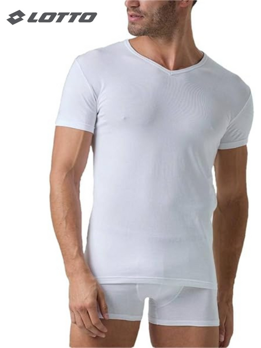 LOTTO - LT1011 T-shirt uomo scollo V  in cotone bielastico - 3 pezzi
