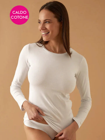 Maglia Manica Lunga Girocollo in Caldo Cotone Jadea 4067