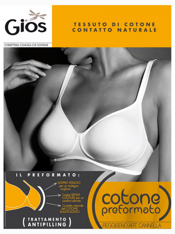 GIOS - Reggiseno in cotone elasticizzato preformato doppiato - Art. CANNELLA