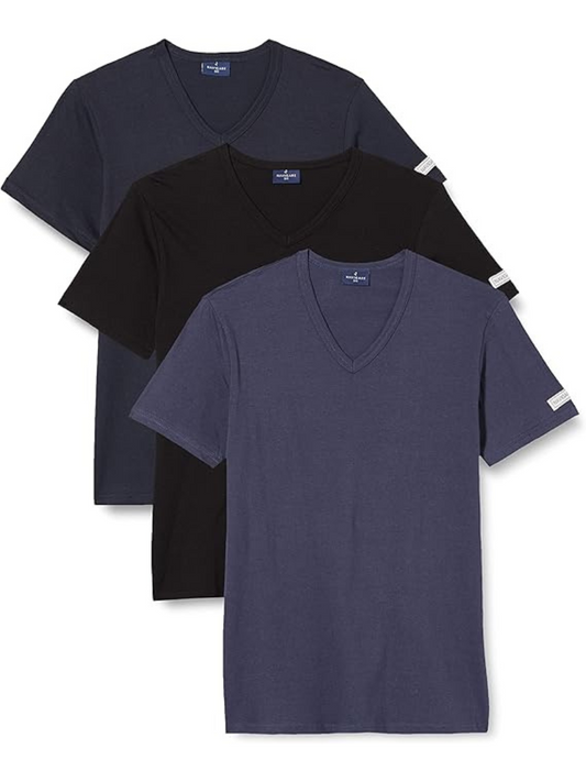 NAVIGARE - 515 T-shirt Uomo in Cotone Scollo Profondo - 3 Pezzi