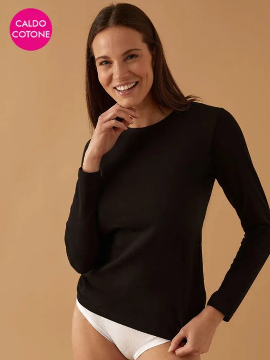 Maglia Manica Lunga Girocollo in Caldo Cotone Jadea 4067