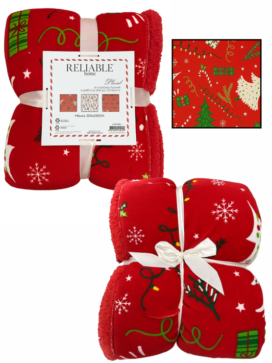 RELIABLE - Plaid sherpa natalizio + busta 200x220 cm