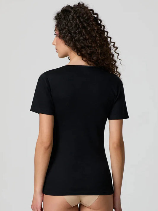 T-shirt Donna in Cotone e Profilo in Raso Jadea 9005 - 3 Pezzi