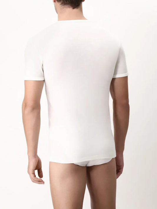CAGI -  T-shirt Uomo Scollo a V in Lana e Cotone - 5329