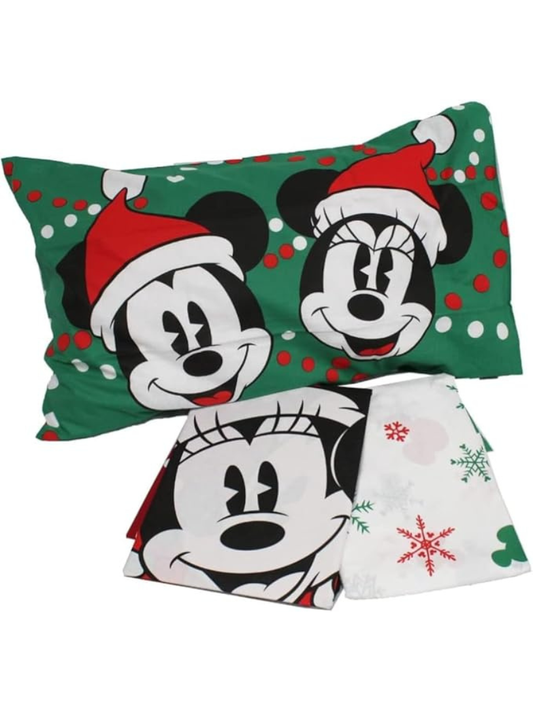 DISNEY - Completo letto MICKEY MOUSE NATALE 100% Cotone - Singolo