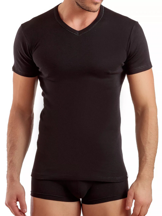 ENRICO COVERI - ET1201 T-shirt uomo scollo a V caldo cotone - 3 pezzi