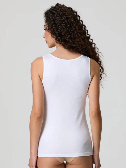 Canotta Donna Spalla Stretta Cotone con Pizzo Macramè Jadea 9001 - 3 Pezzi