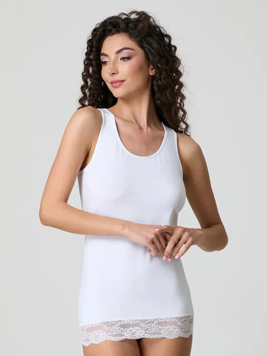 Canotta Donna in Cotone con Pizzo Jadea 4328