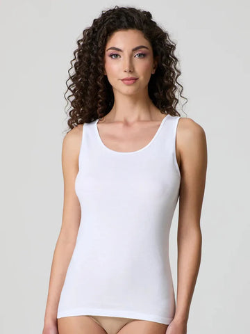 Canotta Donna Spalla Larga in Cotone e Profilo in Raso Jadea 9004 - 3 Pezzi
