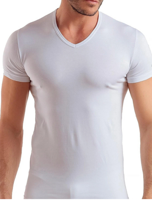 ENRICO COVERI - ET1001 T-shirt uomo cotone bielastico scollo V - 3 pezzi