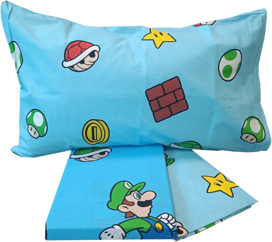 HERMET - Completo letto singolo SUPER MARIO 100% Cotone