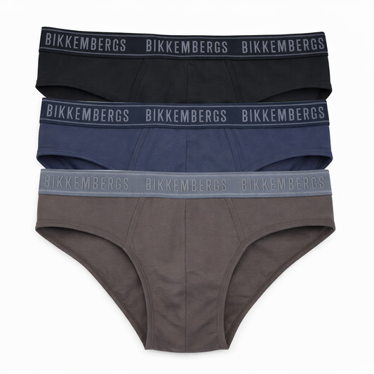 BIKKEMBERGS - Slip uomo elastico esterno 3 pezzi Assortiti